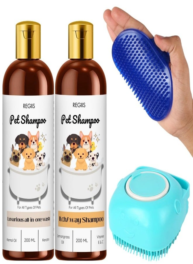 REGIIS Pet Shampoo for All Types of Pets, Brown, Paraben Free, 200ml, Cleansing Formula with Keratin and Lemongrass Oil, Liquid Form(Pack of 4) - Image 1